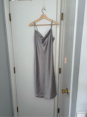 Bebe Silver Slip Dress